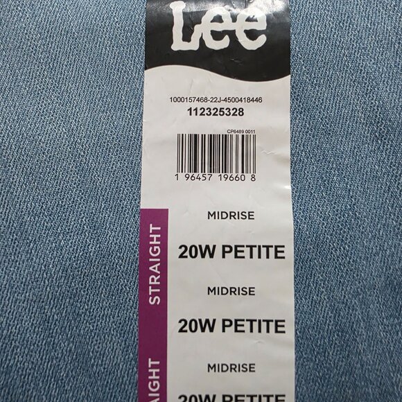 Lee Relaxed Fit Mid Rise Straight Leg Jeans Womens Plus Size 20W Petite Blue - Picture 4 of 11